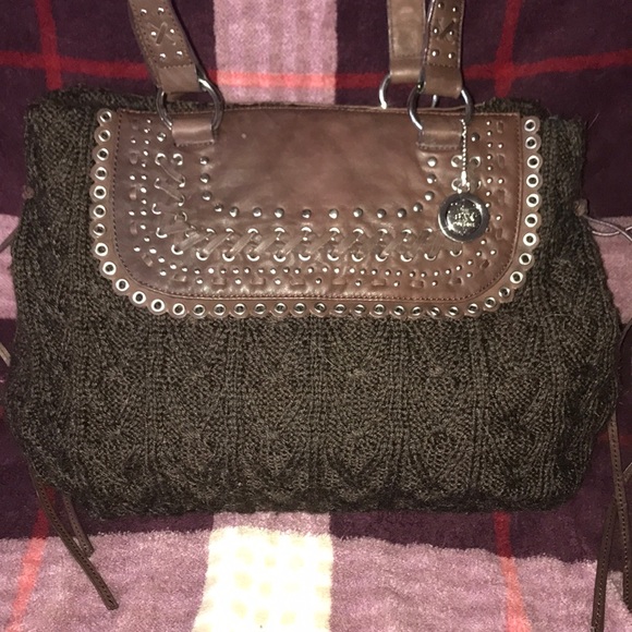 The Sak Brown Knit Sweater Purse with Leather Trim - Picture 8 of 16